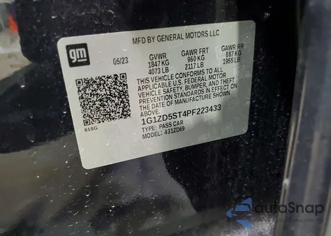 2023 Chevrolet Malibu Lt из США, поврежденный, VIN 1G1ZD5ST4PF223433